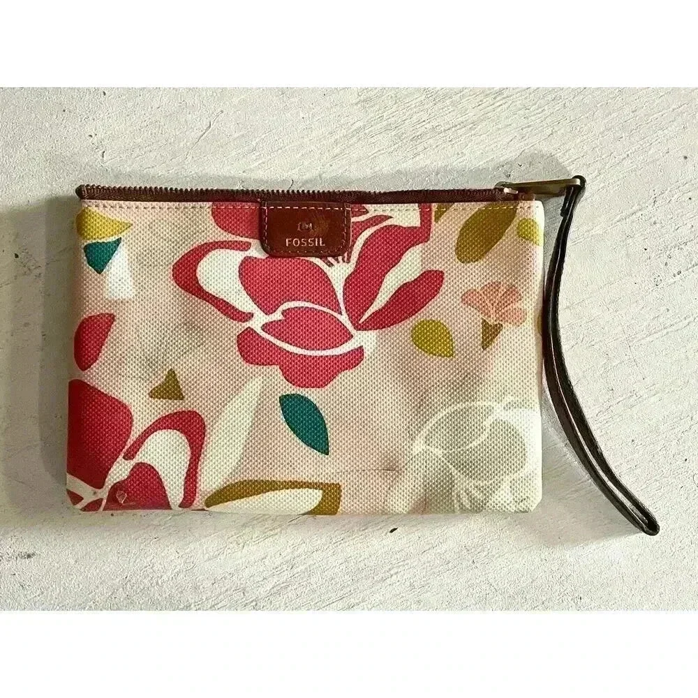 Fossil Multi- Color‎ Floral Botanical Zip Around Clutch Wristlet